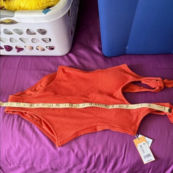 KONA SOL Pucker Textured 1-Pc Swimsuit "Rust" XS New - Picture 5 of 6